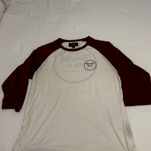 Brixton Off-White and Burgundy Baseball Tee